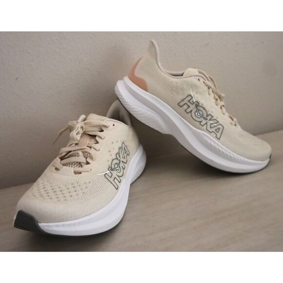 Hoka One One Women's Sz 10B Eggnog Vanilla/Yellowish White Mach 6 Sneakers Shoes - Picture 7 of 15